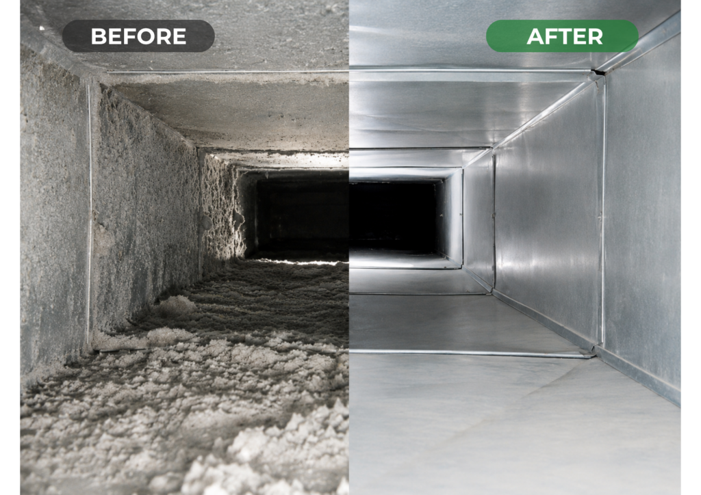 Air duct before and after